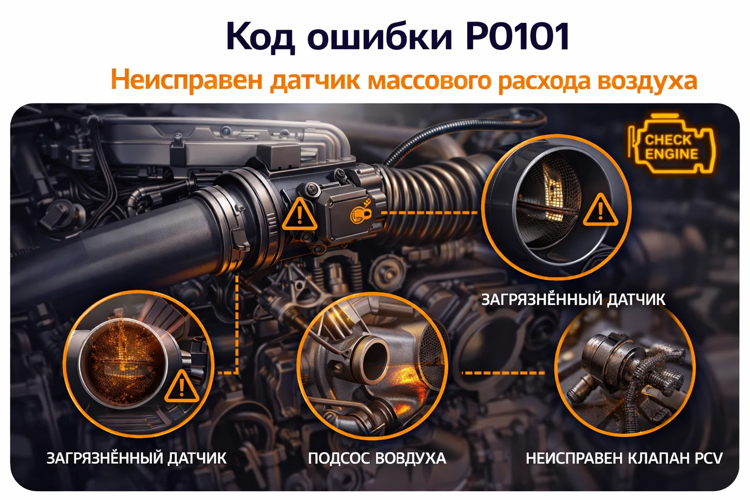 Ошибка P0101 — датчик MAF: диапазон, производительность и причины
