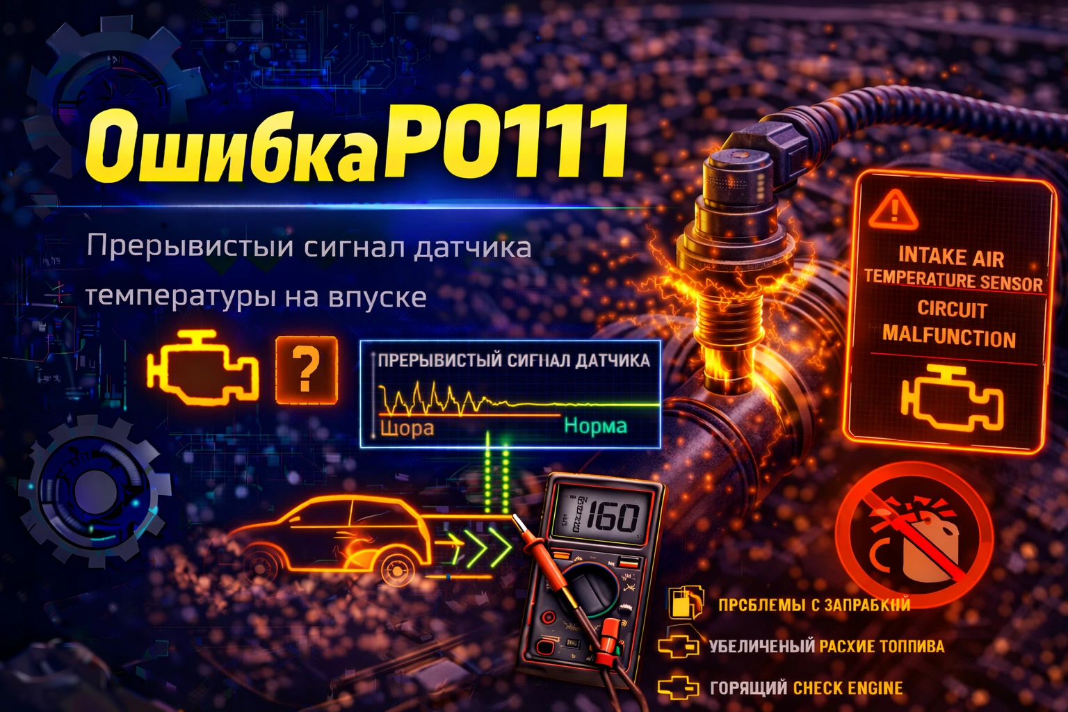 Ошибка P0111 — недостоверный сигнал датчика температуры впускного воздуха: когда температура на впуске вроде измеряется, но блок уже не верит тому, что видит