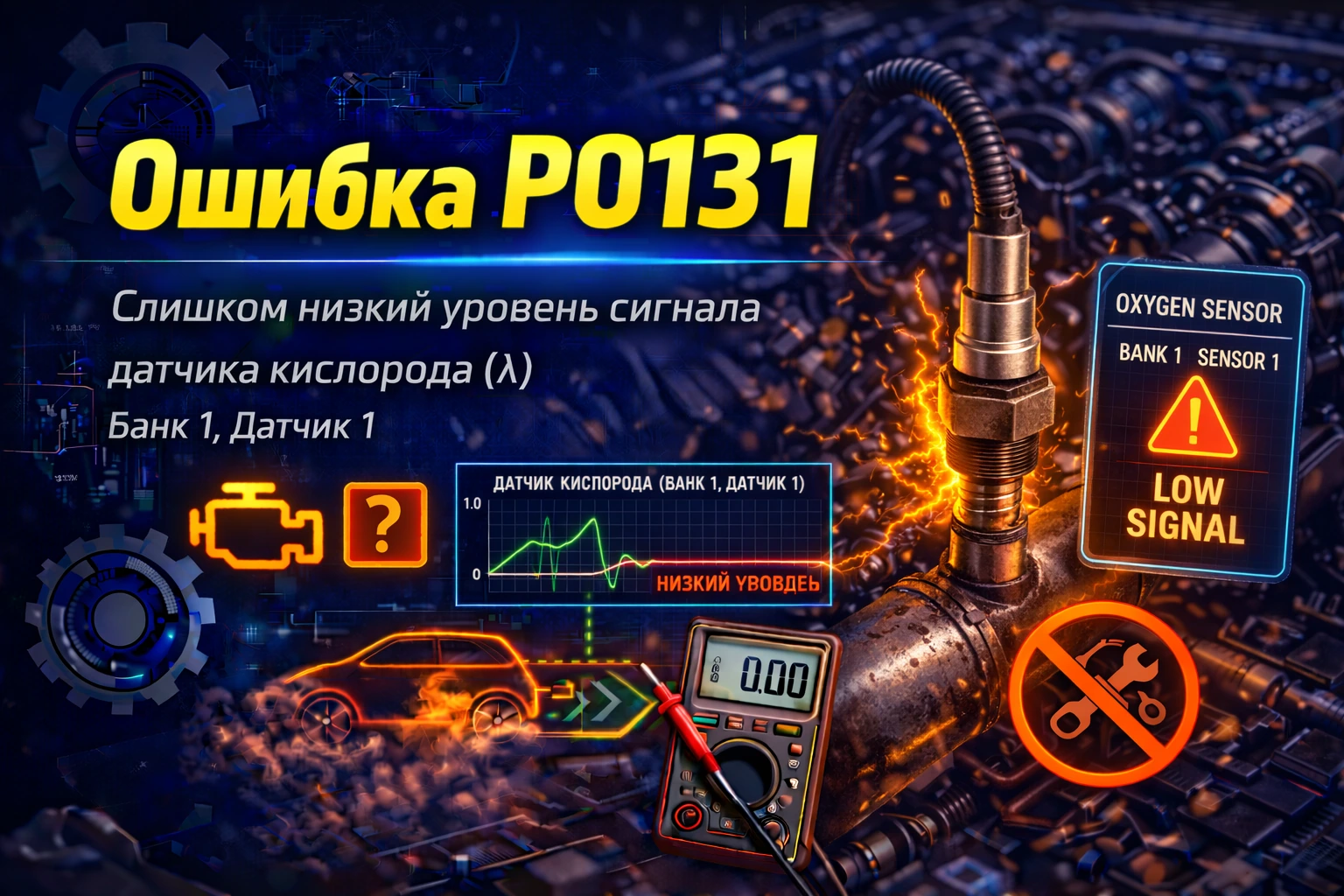 Ошибка P0131 — низкий сигнал лямбда-зонда Bank 1 Sensor 1: когда смесь уже уходит не туда, а датчик показывает слишком бедную картину