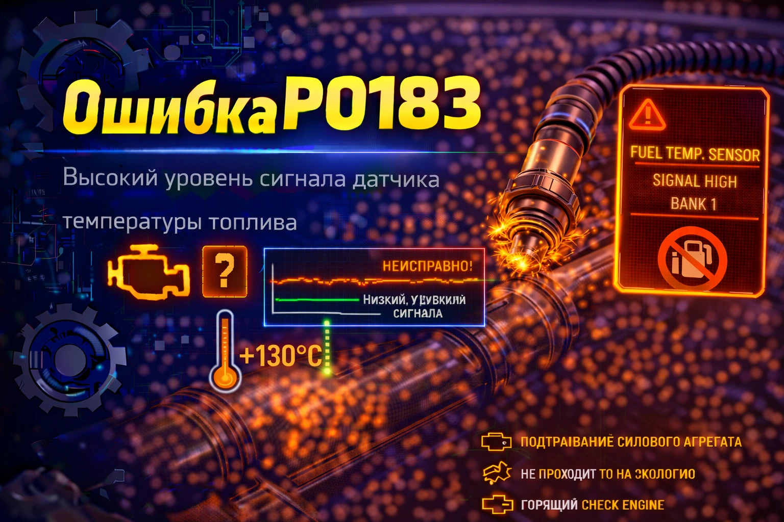 Ошибка P0183 — высокий сигнал датчика температуры топлива: когда система начинает видеть топливо слишком холодным и из-за этого теряет нормальную опору в расчётах