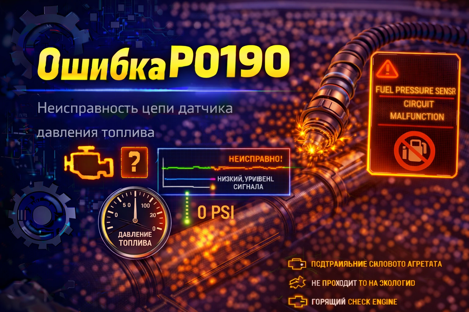 Ошибка P0190 — неисправность цепи датчика давления топлива: когда система теряет доверие к одному из самых важных параметров топливной части