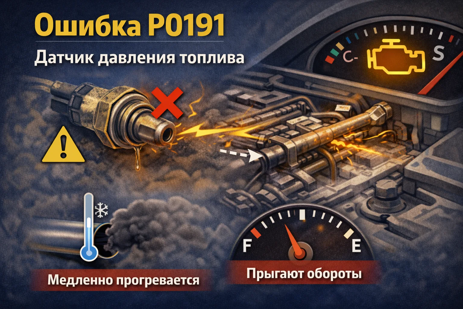 Ошибка P0191 — недостоверный сигнал датчика давления топлива: когда проблема не в насосе, а в том, что ЭБУ видит