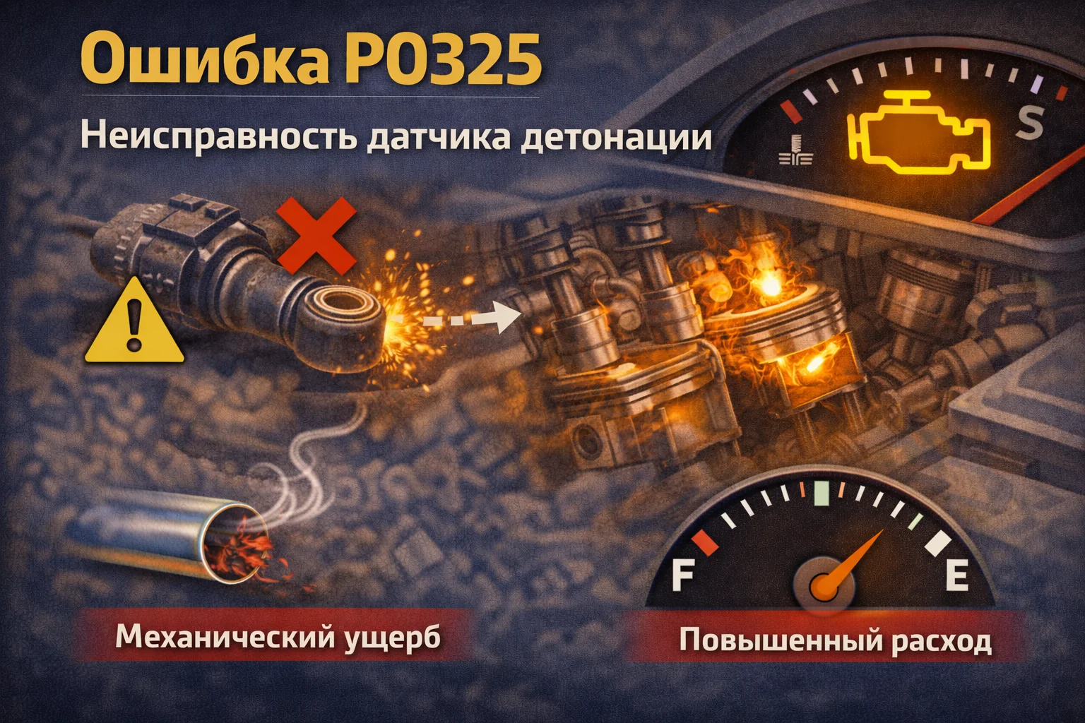 Ошибка P0325 — неисправность датчика детонации: почему мотор тупеет и начинает ехать осторожно