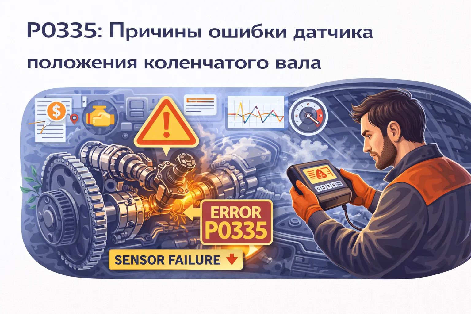 Ошибка P0335 — датчик коленвала: симптомы, причины и что делать