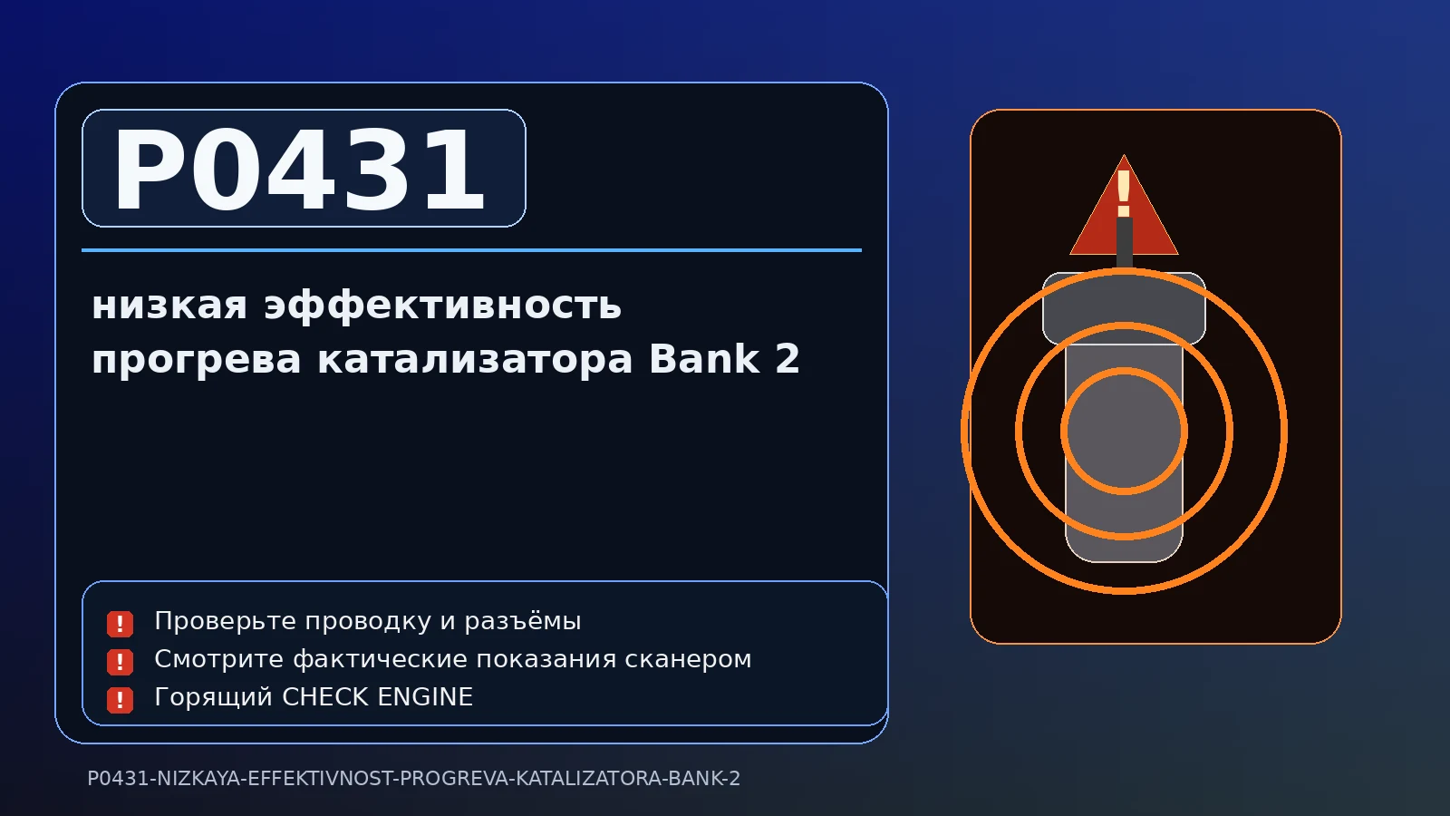 Ошибка P0431 — низкая эффективность прогрева катализатора Bank 2