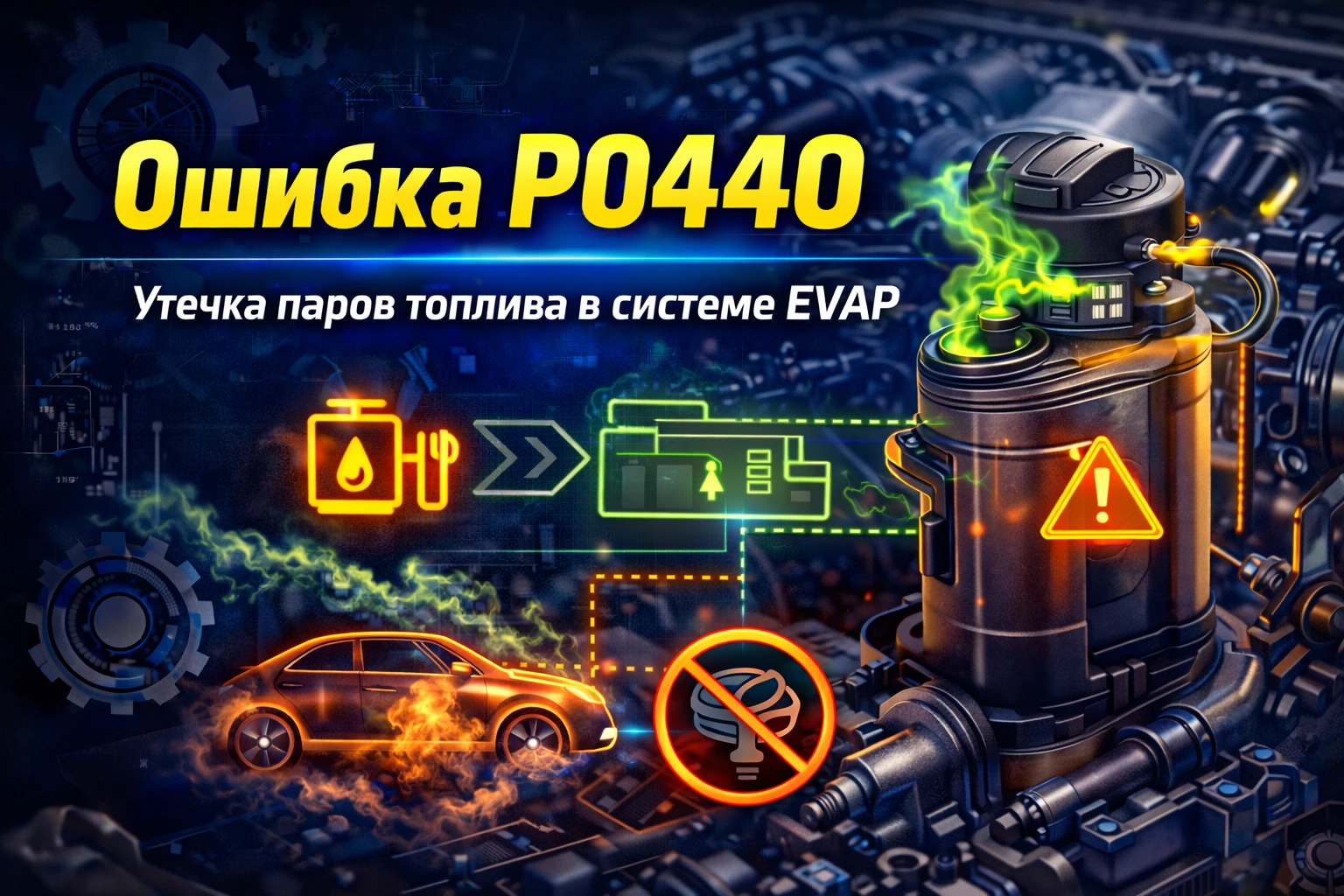 Ошибка P0440 — неисправность системы EVAP: почему горит Check Engine, а виновником может оказаться не только крышка бака