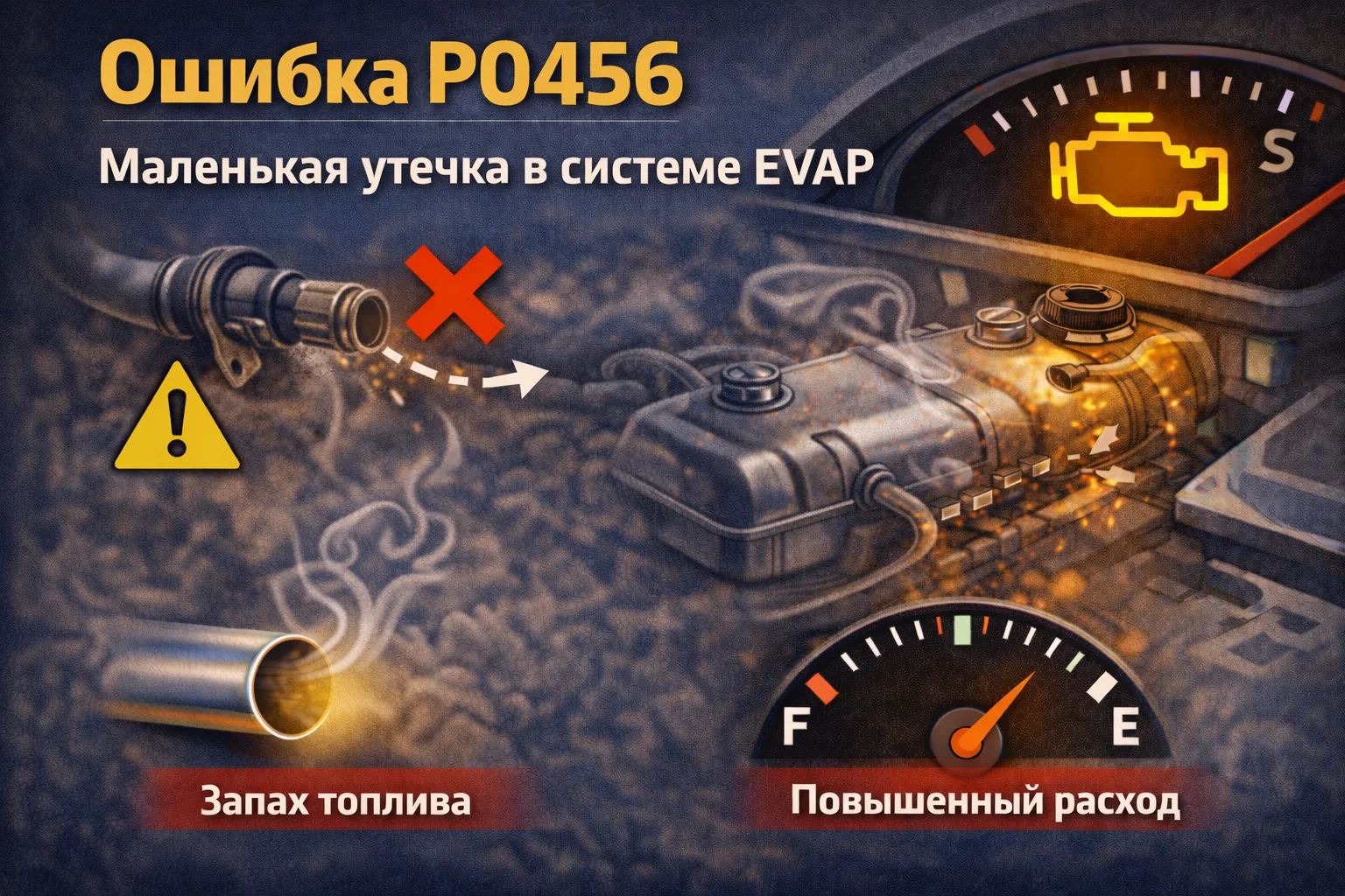 Ошибка P0456 — очень малая утечка EVAP: почему маленькая проблема может искатьcя дольше большой