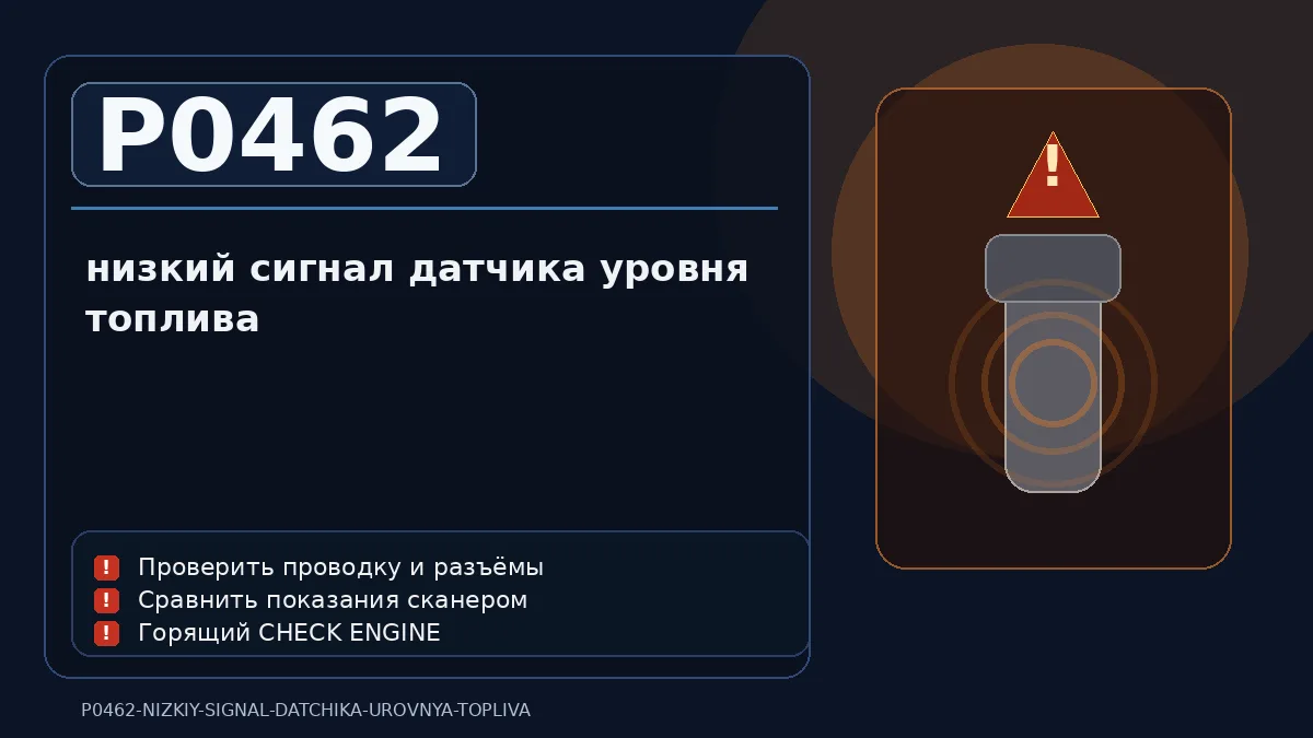 Ошибка P0462 — низкий сигнал датчика уровня топлива