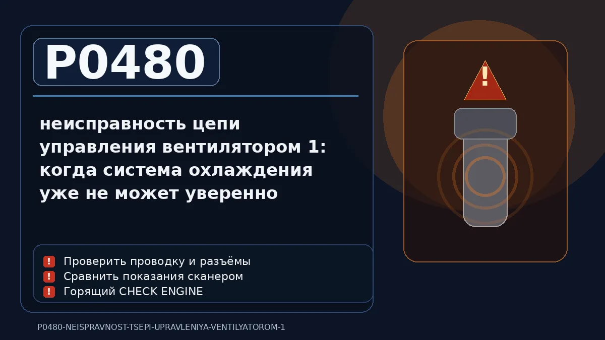 Ошибка P0480 — неисправность цепи управления вентилятором 1: когда система охлаждения уже не может уверенно включить главный вентилятор именно тогда, когда он нужен сильнее всего