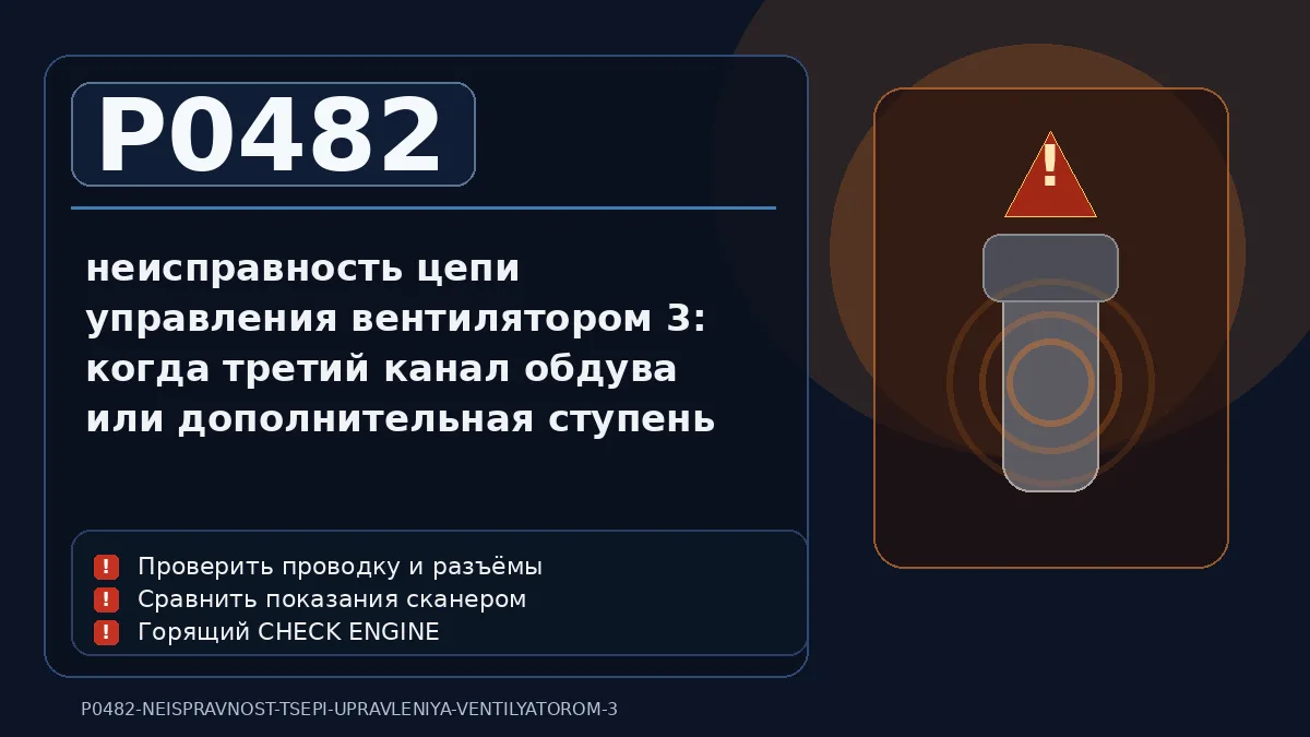 Ошибка P0482 — неисправность цепи управления вентилятором 3: когда третий канал обдува или дополнительная ступень охлаждения уже не включается так, как заложено в логику автомобиля
