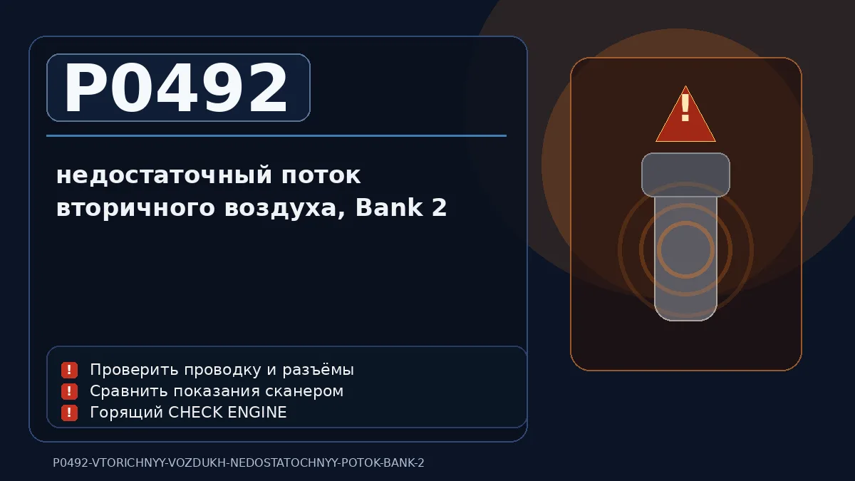 Ошибка P0492 — недостаточный поток вторичного воздуха, Bank 2