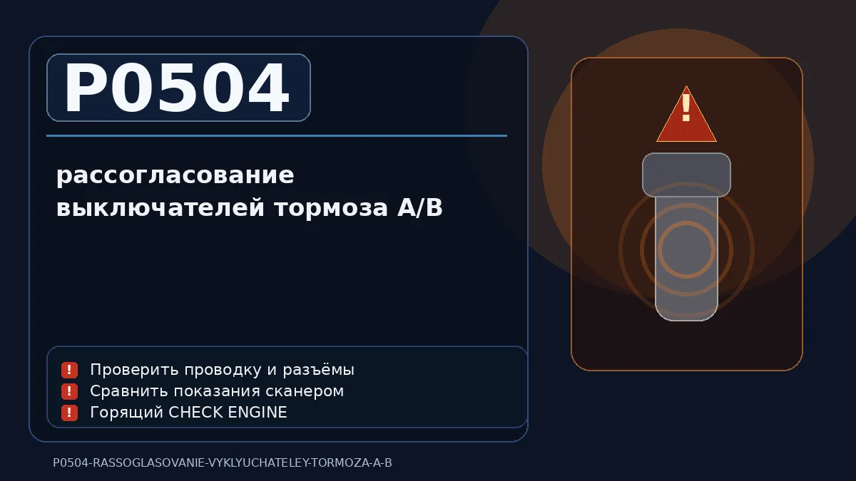 Ошибка P0504 — рассогласование выключателей тормоза A/B