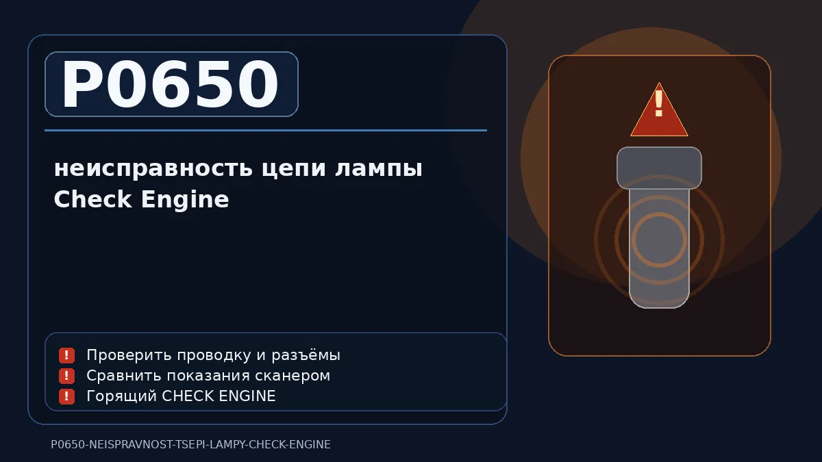 Ошибка P0650 — неисправность цепи лампы Check Engine